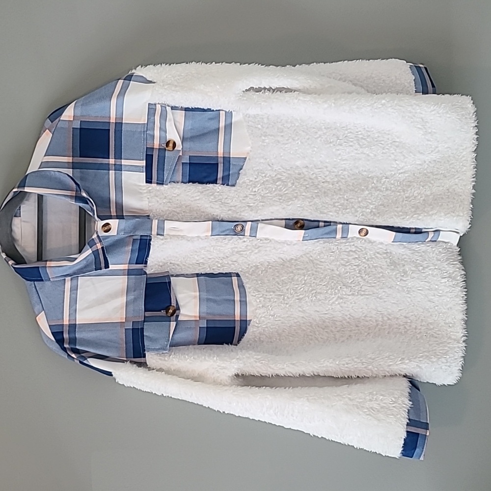 Women's Faux Fur Plaid Shirt Shacket